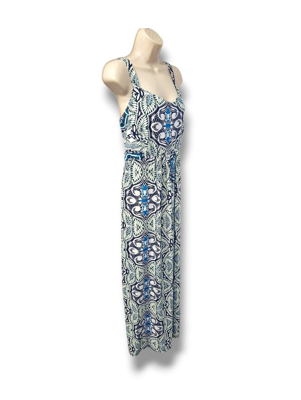 Faded Glory Geometric Paisley Print Sleeveless Knit Maxi Dress | 2X - Picture 3 of 8